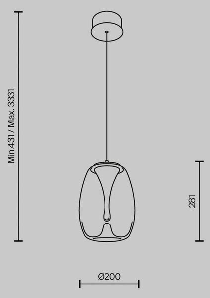 Maytoni LED obesek Splash, dimno siva, Ø 20 cm, steklo