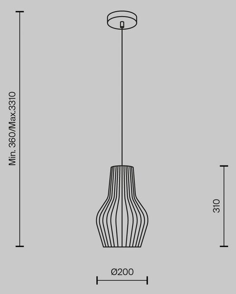 Maytoni Roots viseče svetilo, Ø 20 cm, višina 31 cm, bež, les