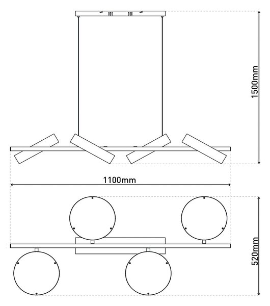 LED viseča svetilka Tessa črna/bežna 110cm Touchdim CCT 4-osvetlitev