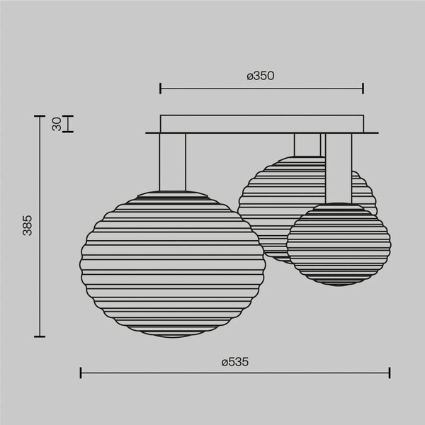 Stropna svetilka Maytoni Reels, 3-svetlobna, črna / dim, steklo