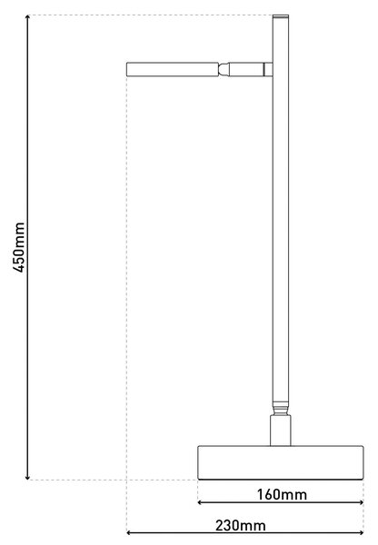 LED namizna svetilka za polnjenje Lupa, črna Višina 45 cm Kovina Touchdim