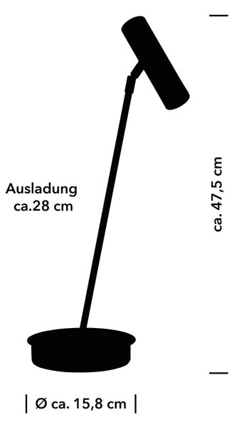 Namizna svetilka Tom Pro LED, črna, višina 47 cm, CCT, zatemnitev