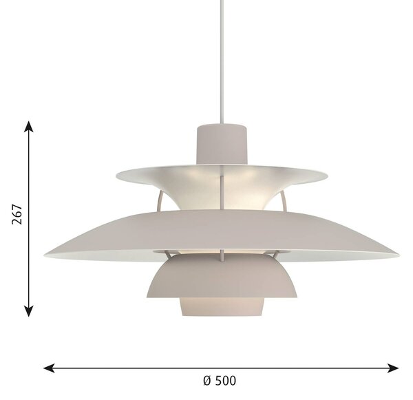 Louis Poulsen PH 5 viseča svetilka monokromno siva