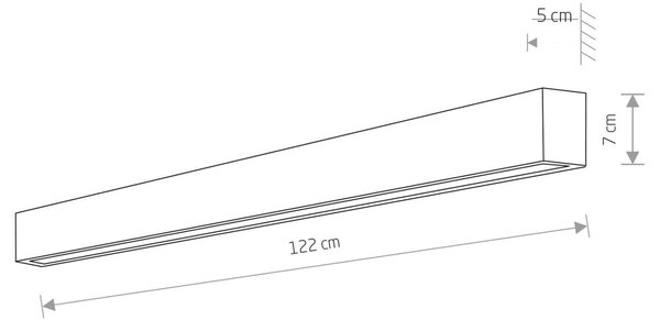 Stenska svetilka Straight L, 122 cm, grafit