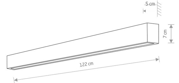 Ravna stenska svetilka L, 122 cm, bela