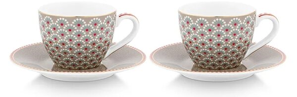Pip Studio komplet skodelic s podstavkom iz porcelana 120 ml