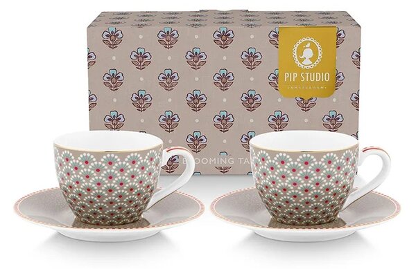 Pip Studio komplet skodelic s podstavkom iz porcelana 120 ml