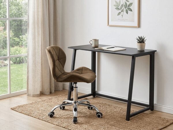 Set za pisarno ZARIMO miza 80x40 cm, črna + stol AVOLA VELVET, rjav