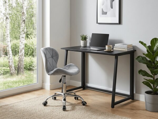 Set za delovno sobo ZARIMO miza 80x40 cm, črna + stol AVOLA VELVET, svetlo siva