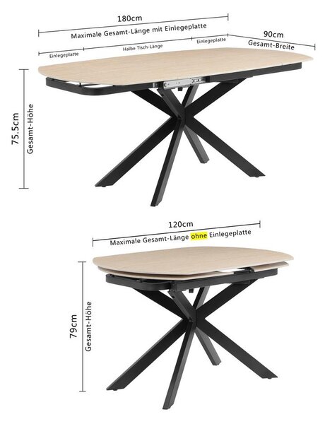 P & B Raztegljiva Miza Senna, Bež, 120-180x90