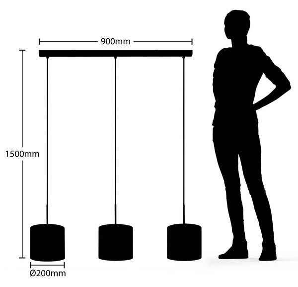Lindby Trinika tekstilna viseča svetilka v črni barvi