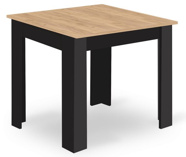 Jedilna miza MADO črna s ploščo v hrastovem dekorju 80 x 80 cm