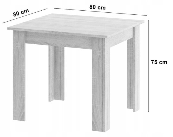 Jedilna miza MADO črna s ploščo v hrastovem dekorju 80 x 80 cm