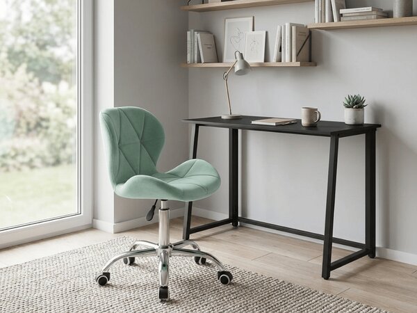 Set za delovno sobo ZARIMO miza 80x40 cm, črna + stol AVOLA VELVET, mentol