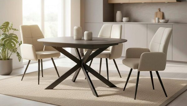 P & B Raztegljiva Miza Senna, Temno Siva, 120-180x90