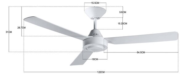 Stropni ventilator Beacon Bayside Calypso bela Ø 122 cm tihi