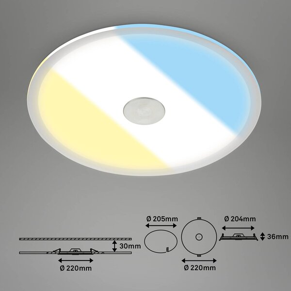 LED stropna svetilka za vgradnjo 748 IP44 CCT Stikalo Ø 22cm