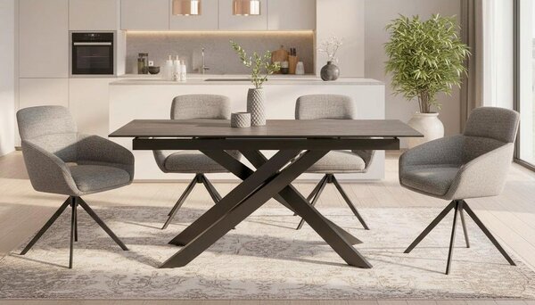 P & B Raztegljiva Miza Lotus, Temno Siva, 168-210x90