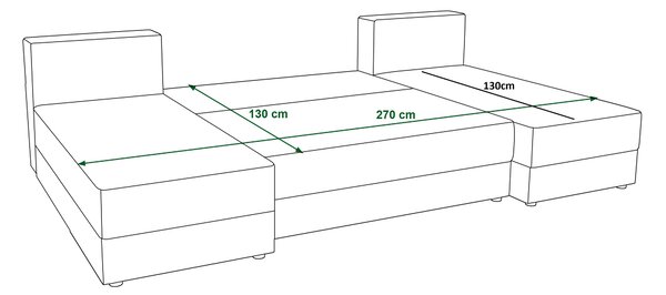Temno siva raztegljiva sedežna garnitura v obliki U LIVARO, 305x140 cm