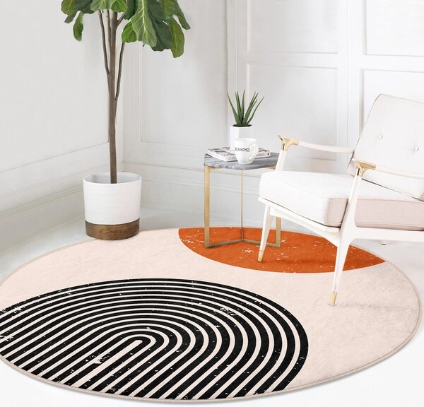 Oranžna/kremno bela pralna okrogla preproga primerna za robotski sesalnik ø 120 cm Comfort – Mila Home