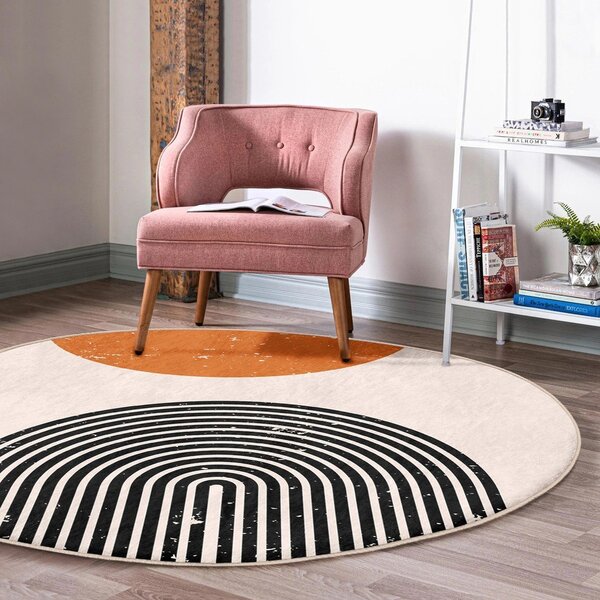 Oranžna/kremno bela pralna okrogla preproga primerna za robotski sesalnik ø 120 cm Comfort – Mila Home