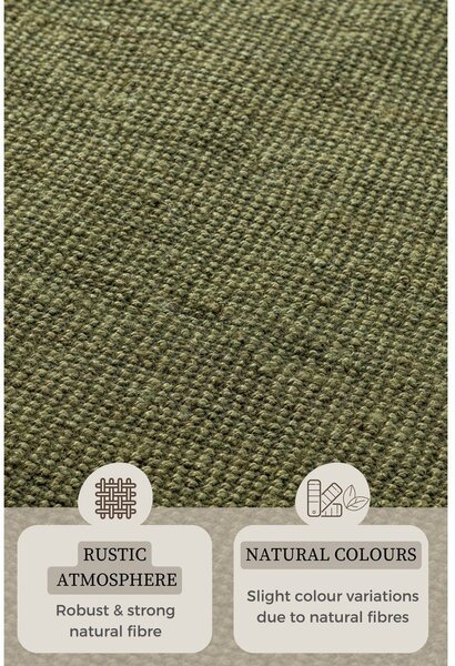 Kaki zelen tekač iz jute 80x200 cm Bouclé – Hanse Home
