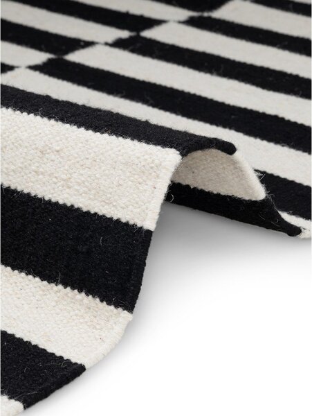 Črn/bel obojestranski ročno tkan volnen tekač 80x200 cm Donna – Hanse Home