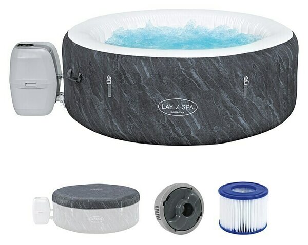 Bestway Lay-Z-Spa Prenosni masažni bazen Boracay Air Jet (Ø x V: 180 x 66 cm, Črna, 669 l)