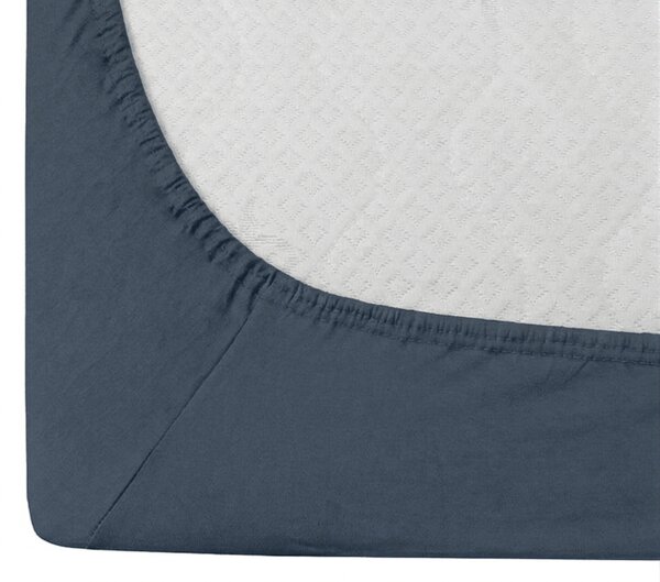 Bombažna rjuha z elastiko STANDARD 90 x 200 cm sivo-modra