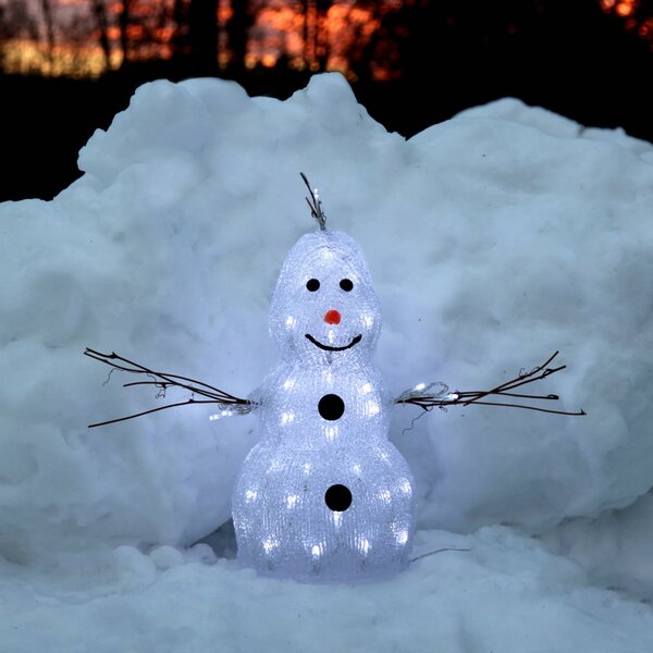 Majhna LED figura Crystal Snowman za na prostem