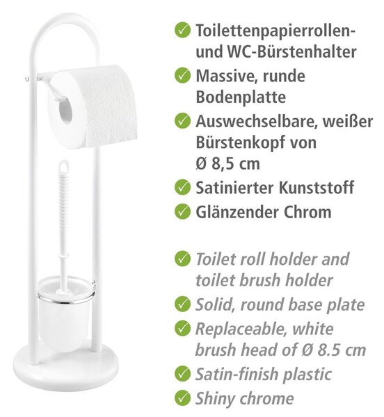 Bela WC ščetka z držalom za toaletni papir Wenko Siena