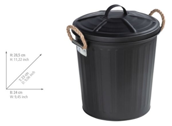 Črn koš za smeti Wenko Gara Matt, prostornina 6 l