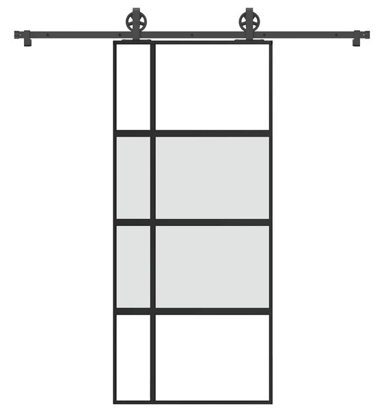 VidaXL Drsna vrata z opremo 90x205 cm kaljeno steklo in aluminij