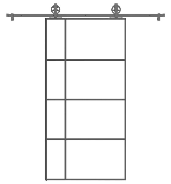 VidaXL Drsna vrata z opremo 102,5x205 cm ESG steklo in aluminij