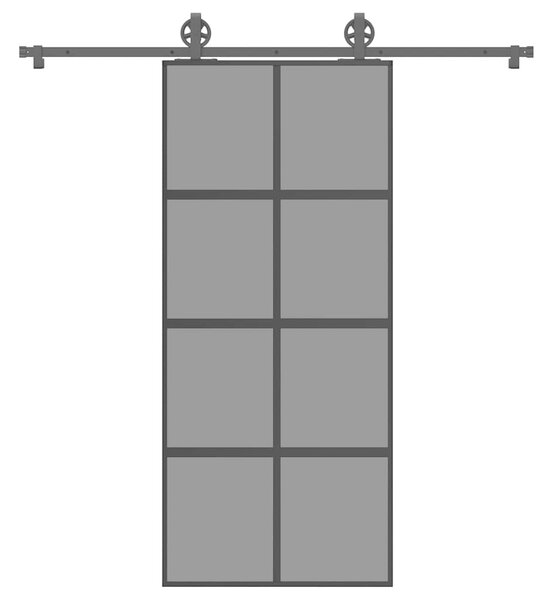 VidaXL Drsna vrata z opremo 90x205 cm kaljeno steklo in aluminij