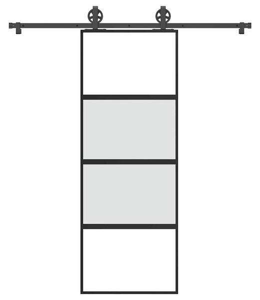 VidaXL Drsna vrata z opremo 76x205 cm kaljeno steklo in aluminij