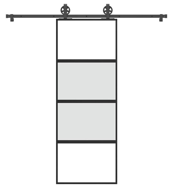 VidaXL Drsna vrata z opremo 76x205 cm kaljeno steklo in aluminij