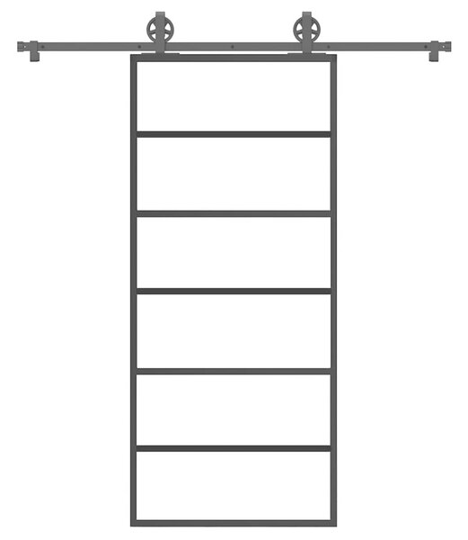 VidaXL Drsna vrata z opremo 90x205 cm ESG steklo in aluminij