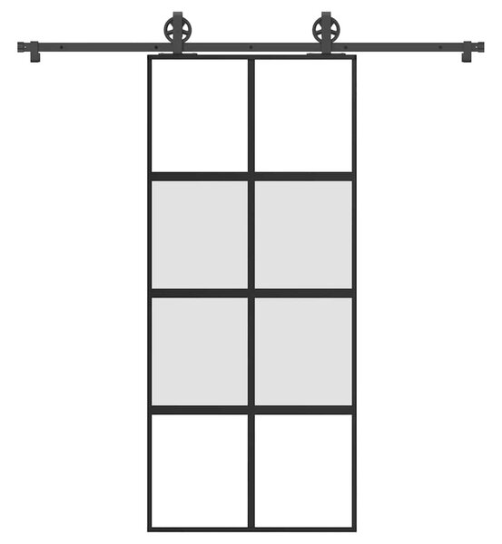 VidaXL Drsna vrata z opremo 90x205 cm kaljeno steklo in aluminij