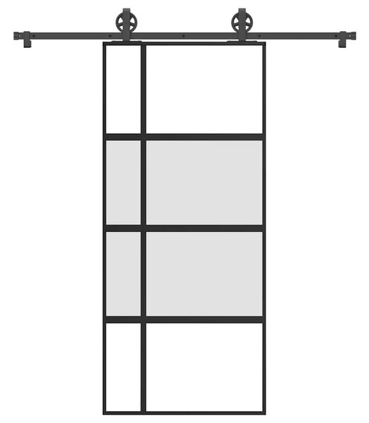 VidaXL Drsna vrata z opremo 90x205 cm kaljeno steklo in aluminij