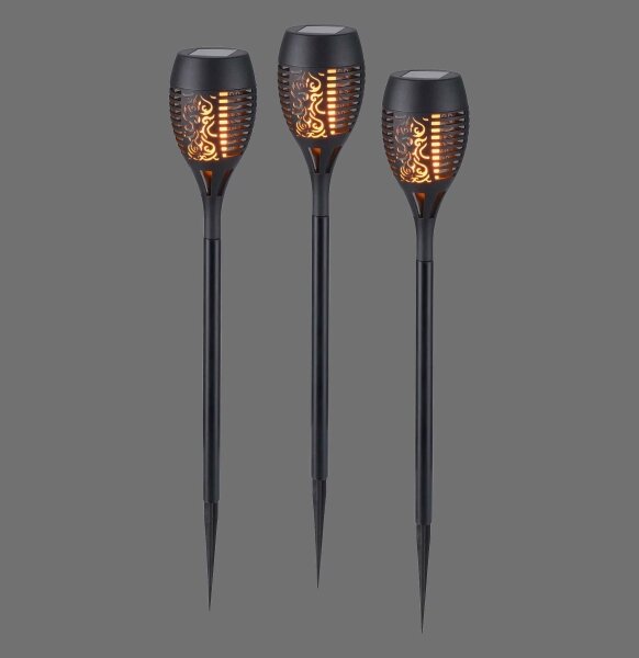 JUST LIGHT. 19106-18-3 -SET 3x LED Solarna svetilka FACKEL LED/0,24W/3,7V črna