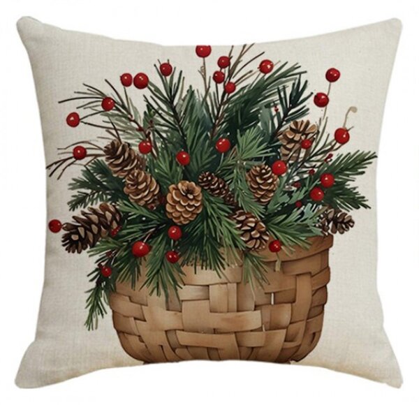 Božična prevleka za blazino FOREST GIFT 45x45 cm, bež