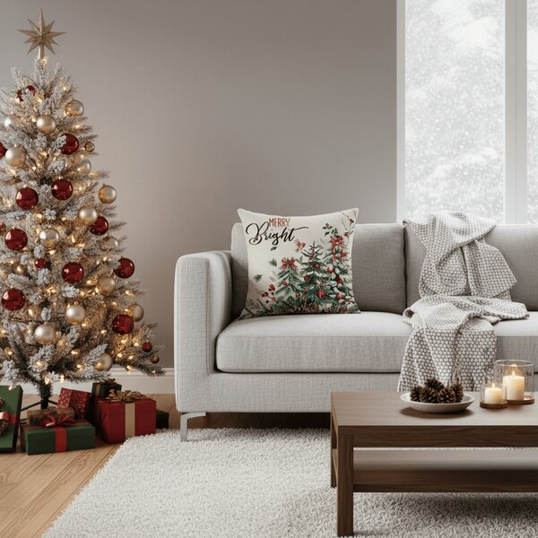 Božična prevleka za vzglavnik HOLLY CHARM 45x45 cm, bež