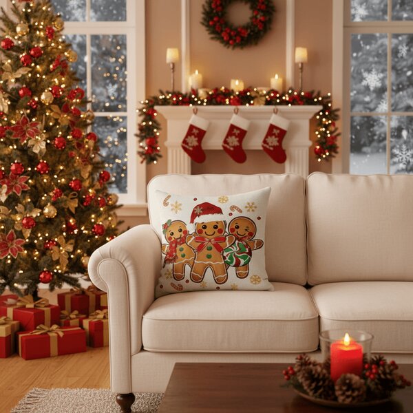 Božična prevleka za blazino GINGERJOY 45x45 cm, bež