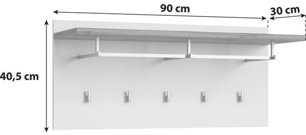Mömax Garderobni Panel Hola, Bela, Barva Hrasta
