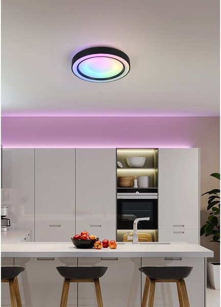 Črna/bela LED stropna svetilka ø 40 cm Arco – Trio