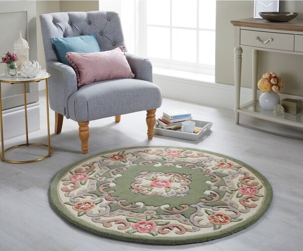 Zelena volnena preproga Flair Rugs Aubusson, ⌀ 120 cm