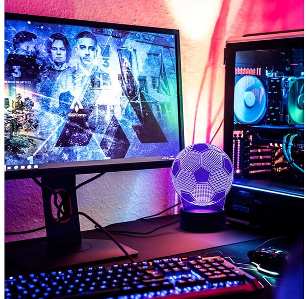 USB LED RGB 3D dekorativna svetilka nogometna žoga daljinec