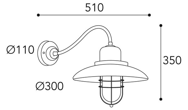 Stenska svetilka Patio Cage 3300 medeninasta starinska/čista