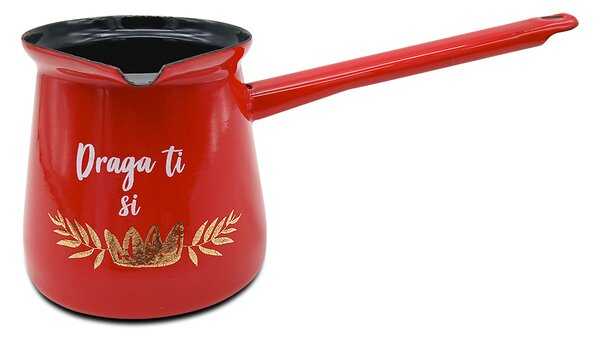Džezva rdeča "Draga ti si kraljica" 0,4l - Rdeča